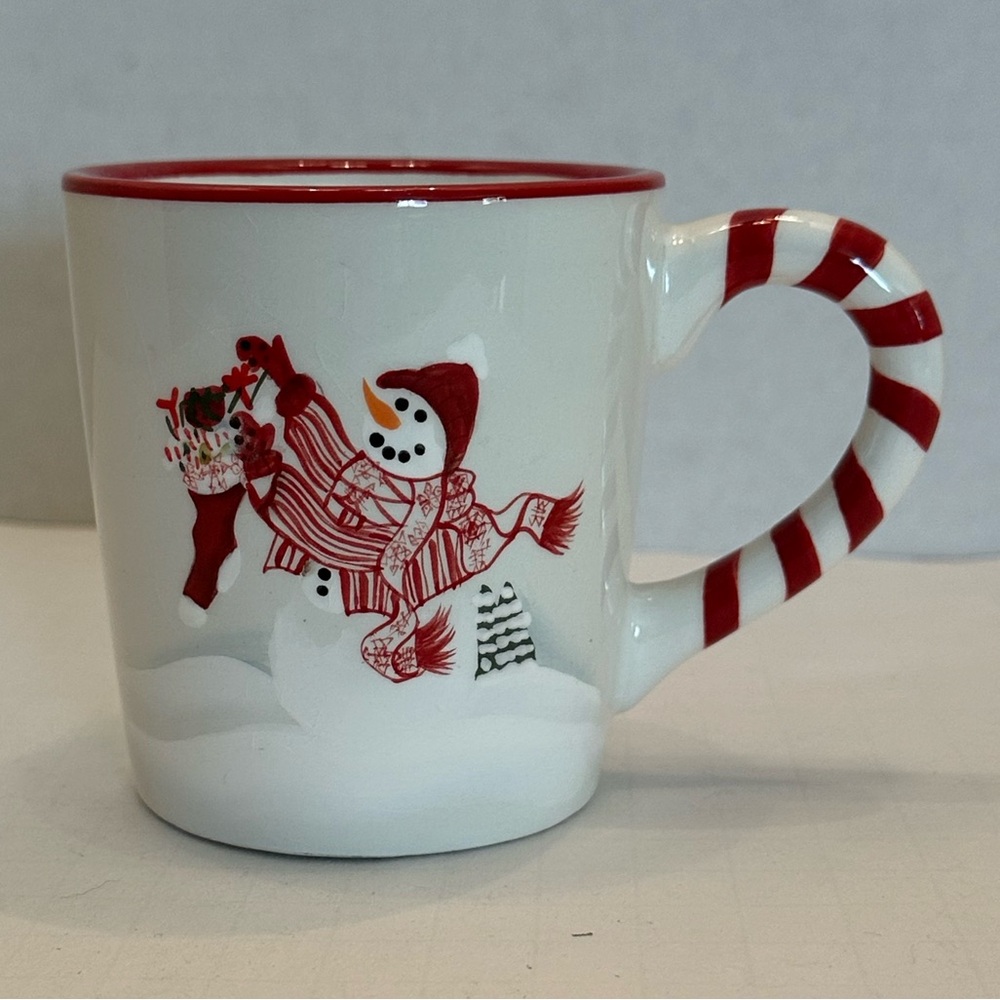 Vintage Harry and David Candy Cane Snowman Ceramic 10 ounce Mug